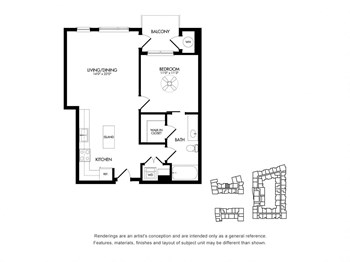 1L w/ Balcony floor plan